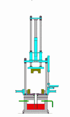 Casting process diagram showing liquid plastic material poured into a mold cavity and solidified to form a shaped plastic part