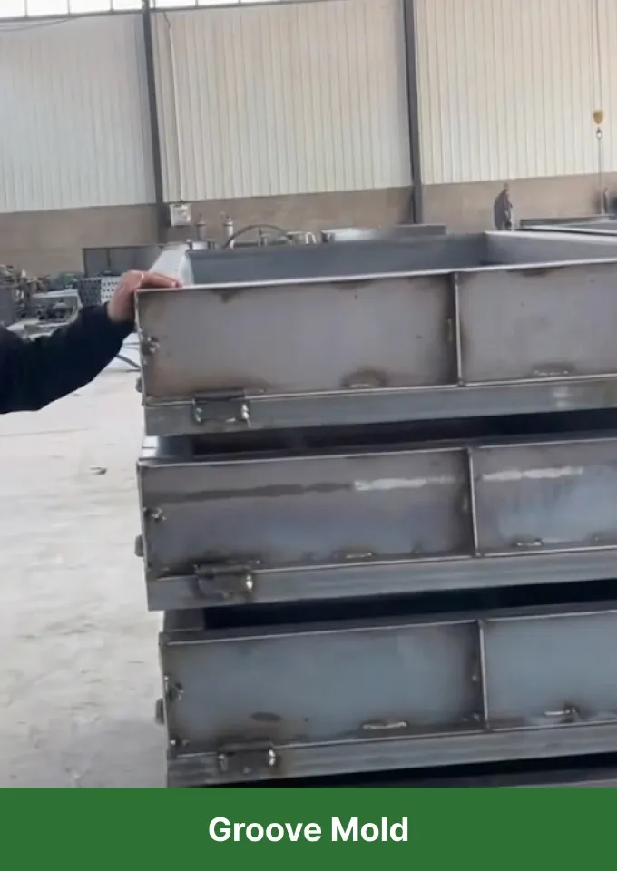 Grooved concrete mold with deep recesses and narrow channels, increasing mechanical interlocking during the demolding process.