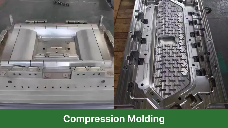 Carbon fiber compression molding process forming high-strength composite parts
