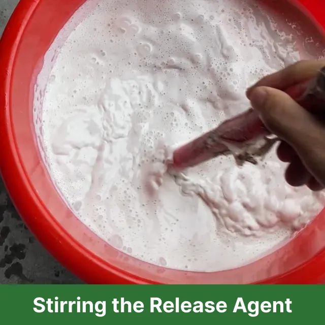 Image showing the mixing of the concrete release agent.