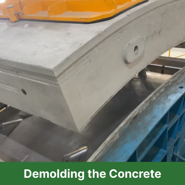 Image showing the demolding process as part of the water-based concrete release agent SOP.